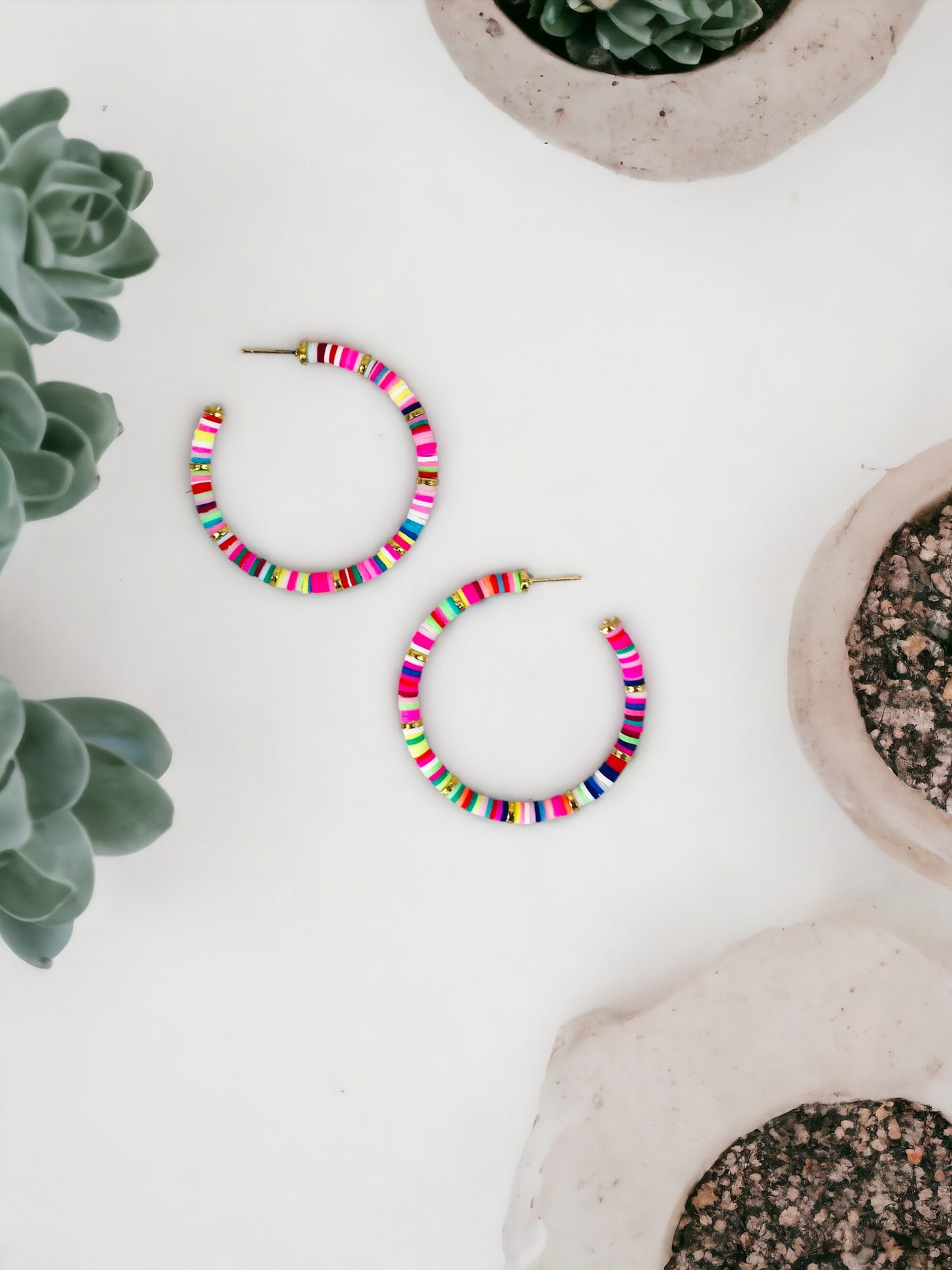 Multi-Color Open Hoop Earrings - E19-3083