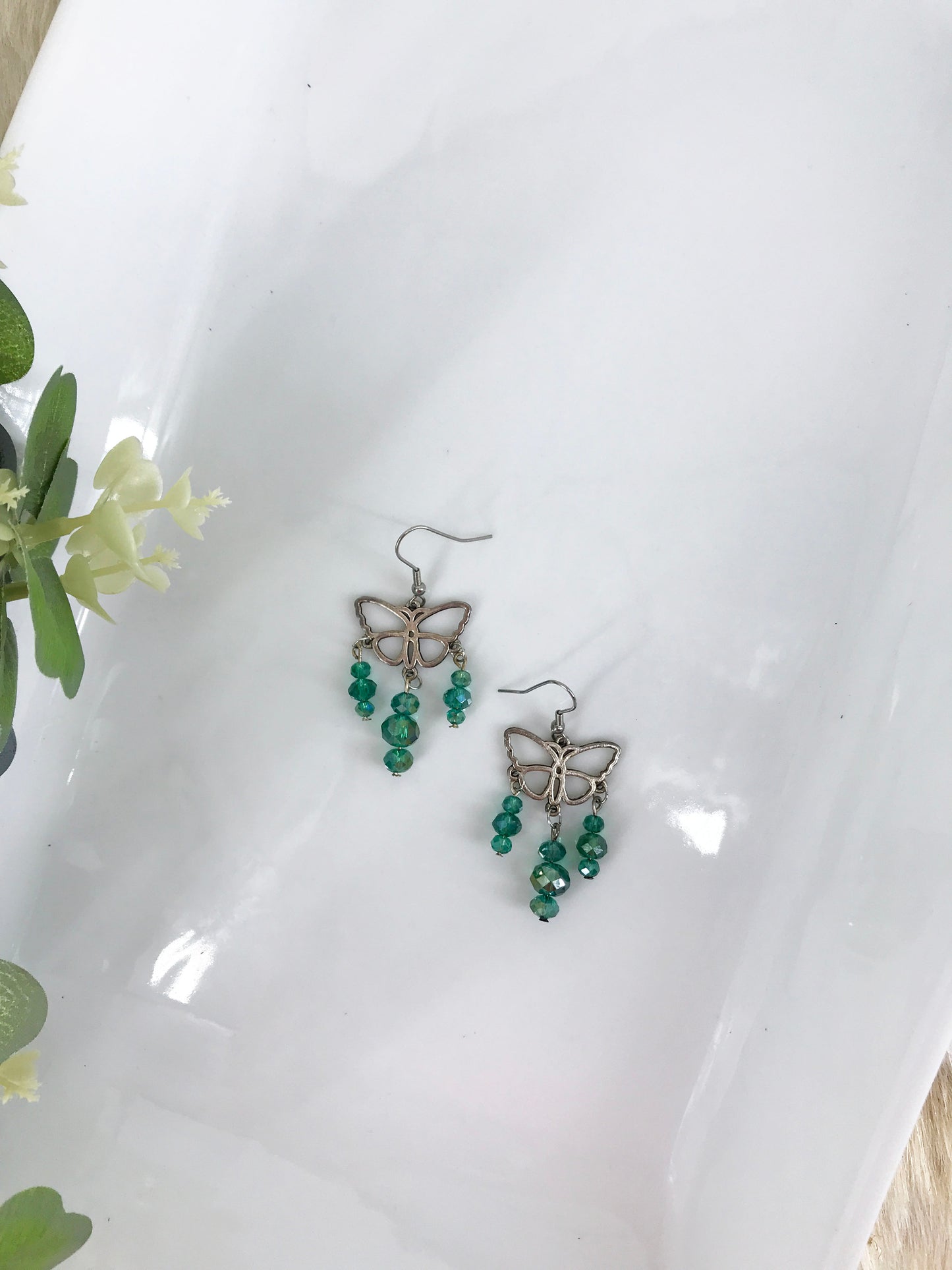 Butterfly Glass Bead Chandalier Earrings - E19-326