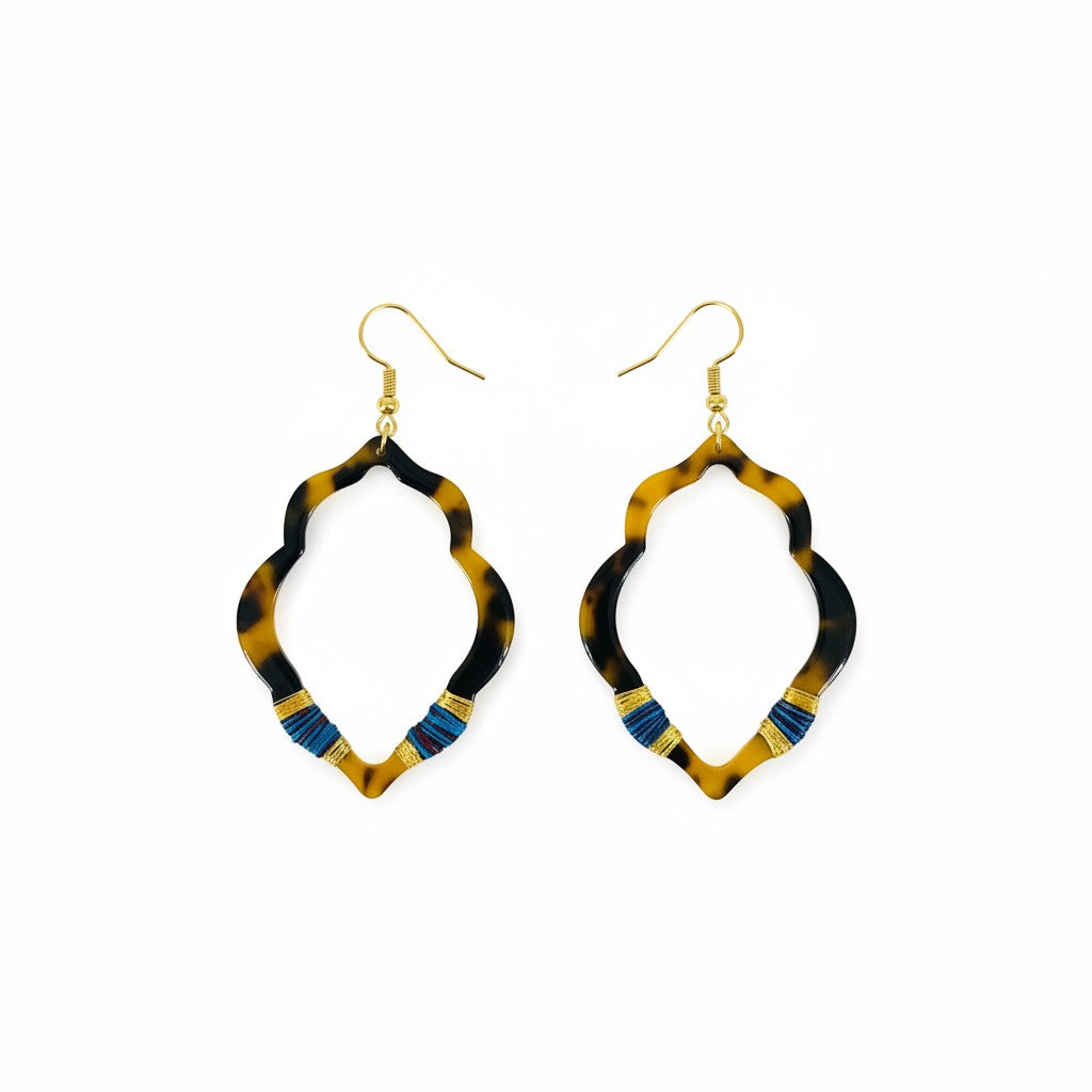 Thread Wrapped Tortoise Pendant Earrings