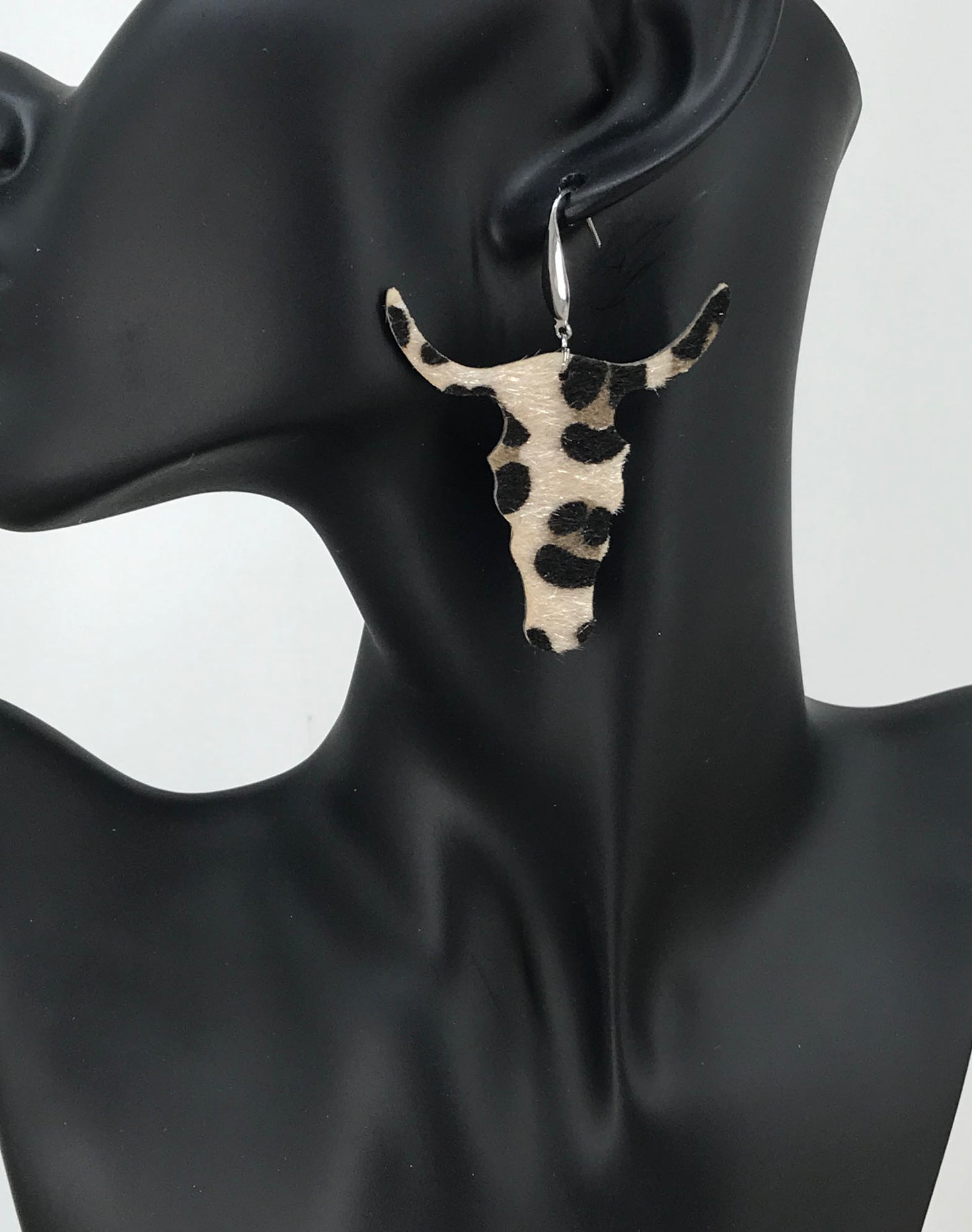 Hair On Bull Head Earrings - E19-3315