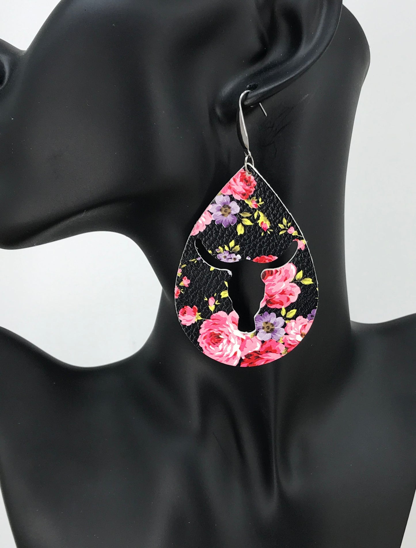 Floral Bull Head Earrings - E19-3317