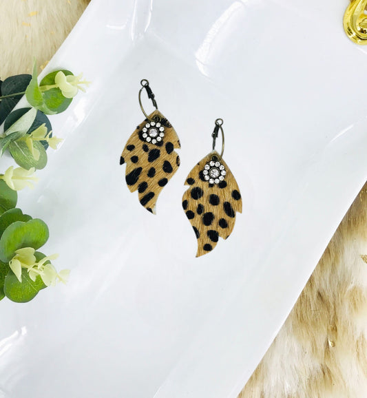 Hair On Cheetah Leather Hoop Earrings - E19-3371