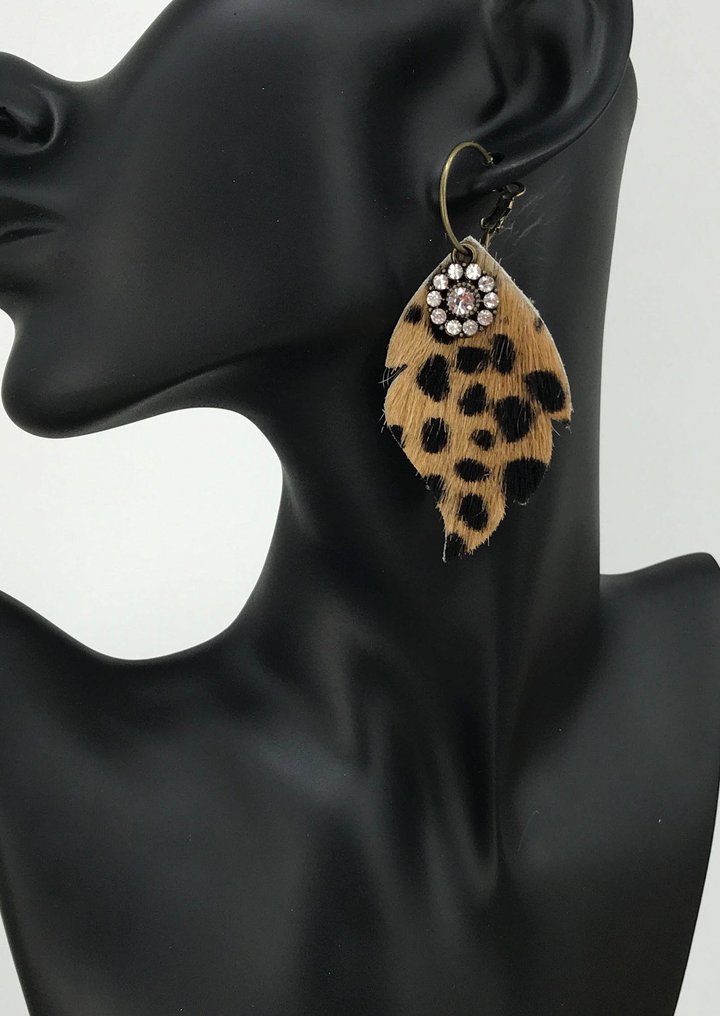 Hair On Cheetah Leather Hoop Earrings - E19-3371
