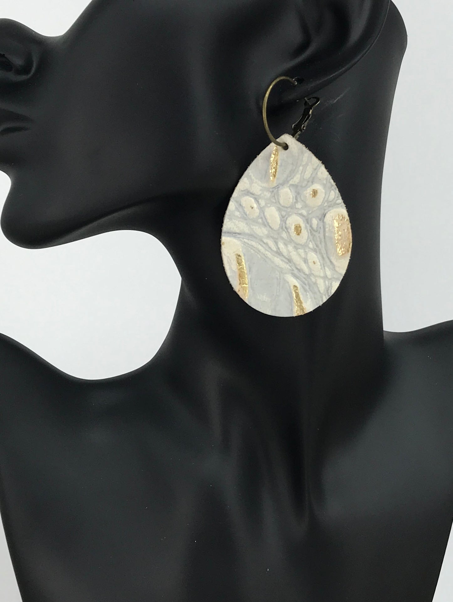 Gold & Ivory Alligator Hoop Earrings