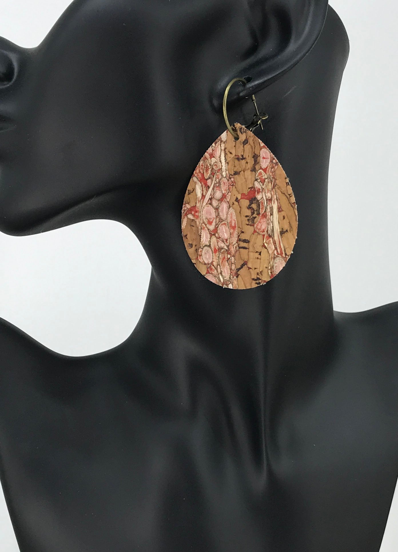 Red Cork Hoop Earrings - E19-3435