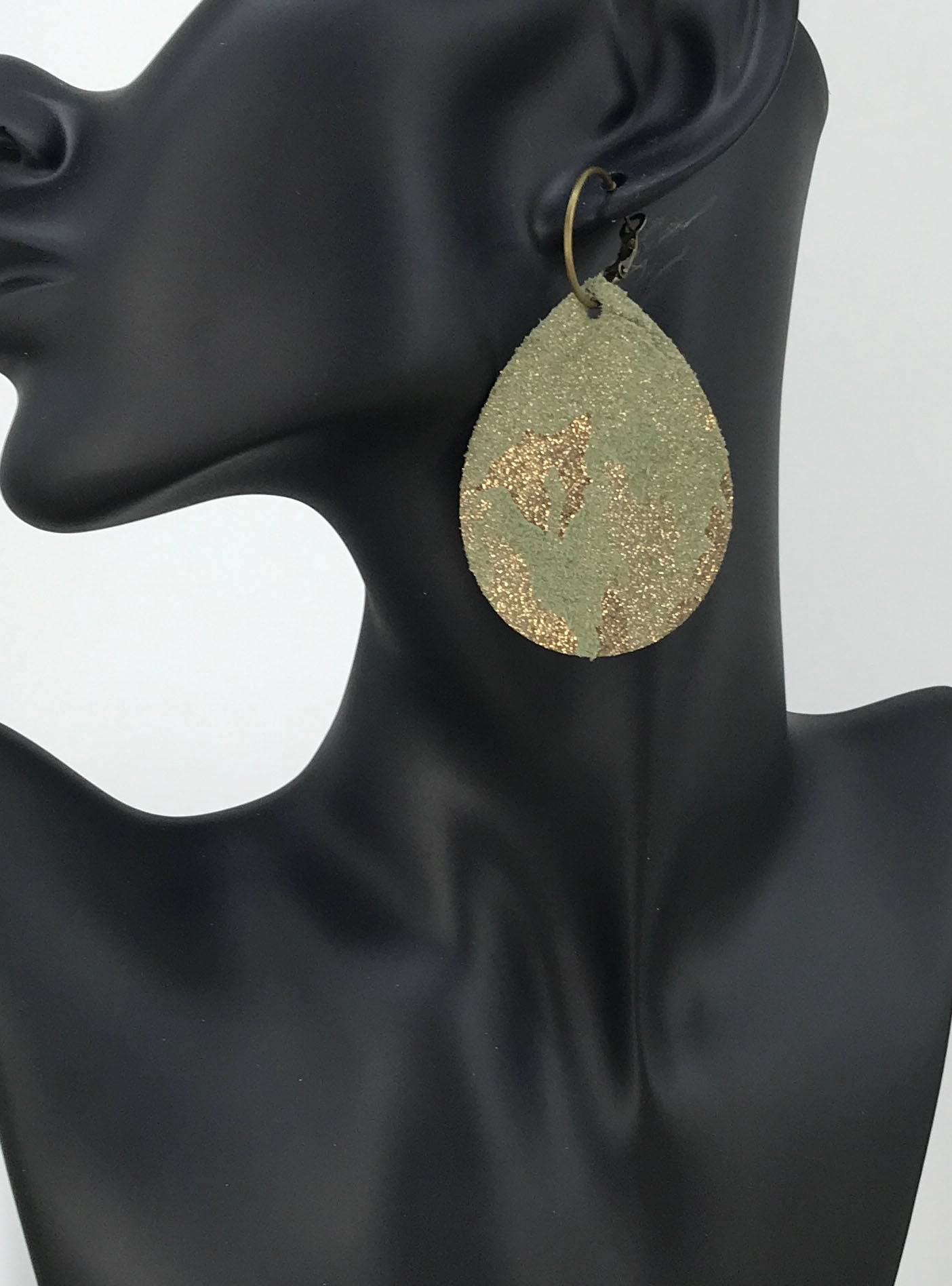 Camo Leather Hoop Earrings - E19-3436