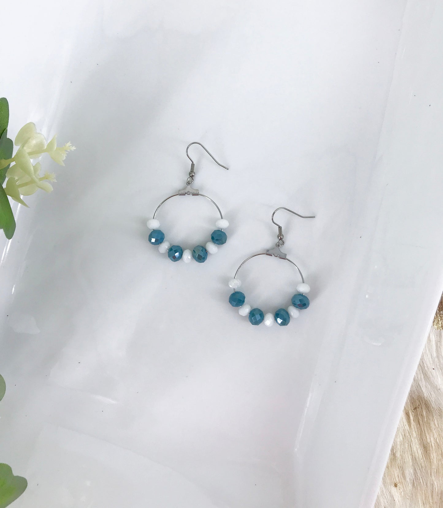 Glass Bead Hoop Earrings - E19-343