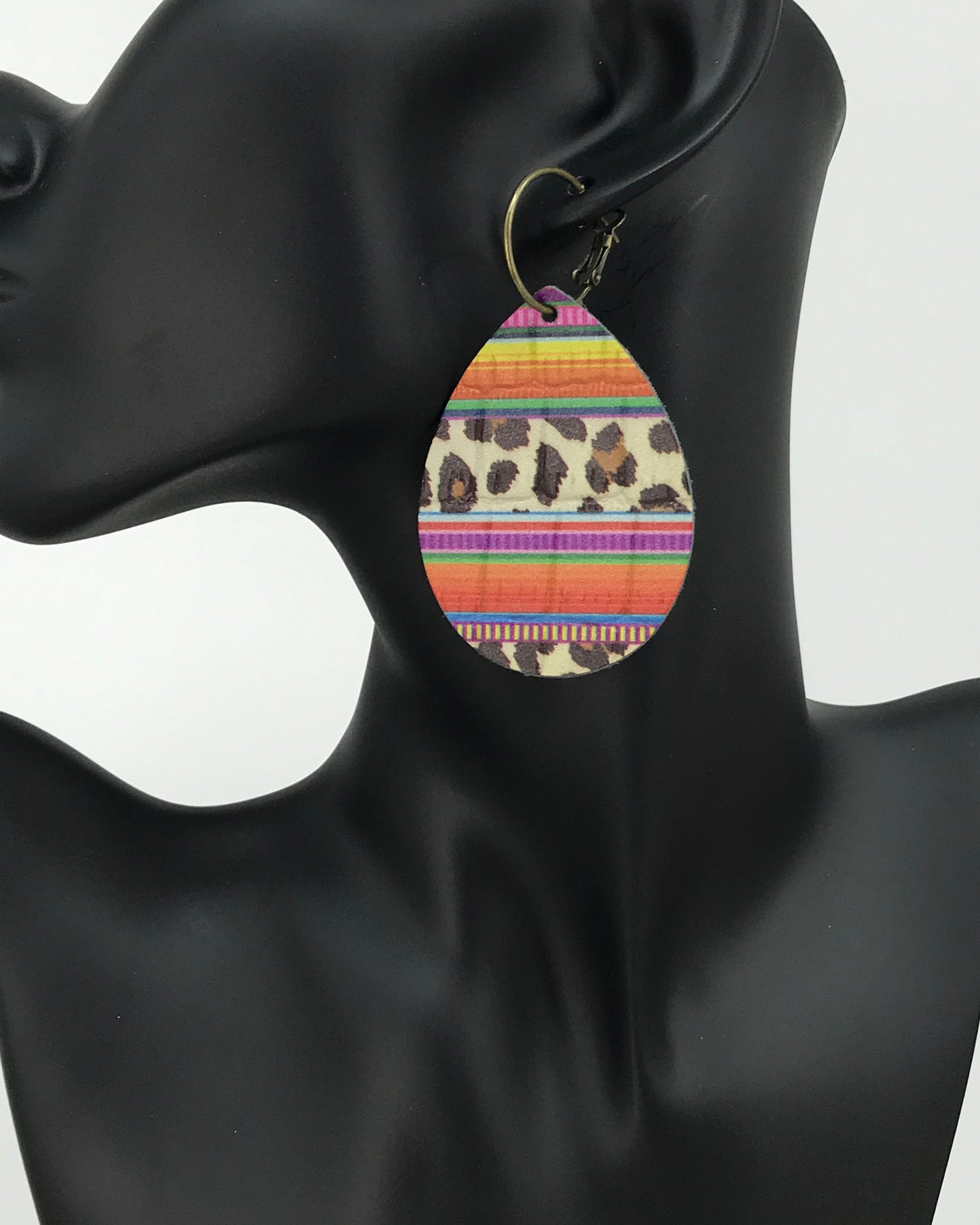 Wild Leopard Leather Hoop Earrings - E19-3455