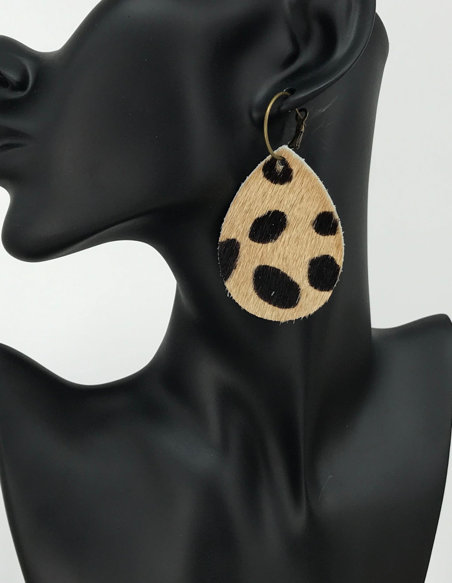 Hair on Leopard Leather Hoop Earrings - E19-3458