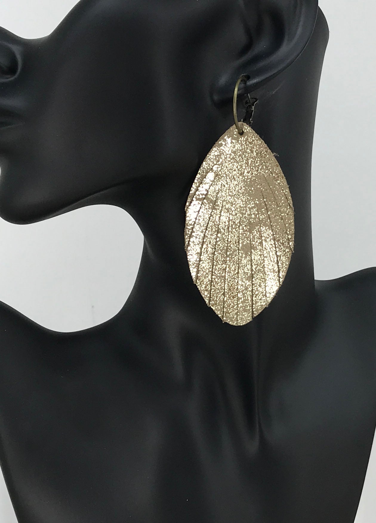 Platinum Fringe Leather Hoop Earrings - E19-3465