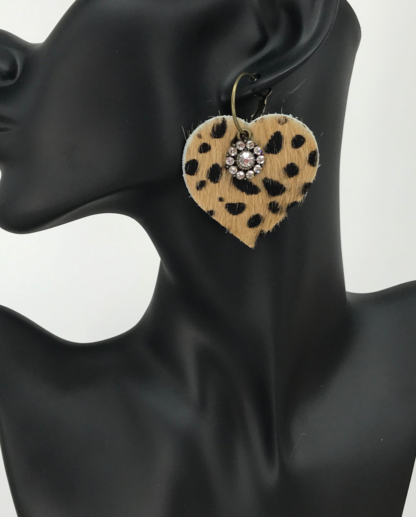 Spotted Cheetah Heart Hoop Earrings