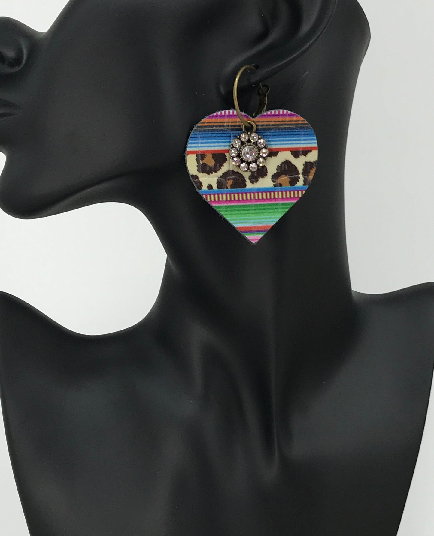 Wild Serape Leopard Leather Hoop Earrings - E19-3478