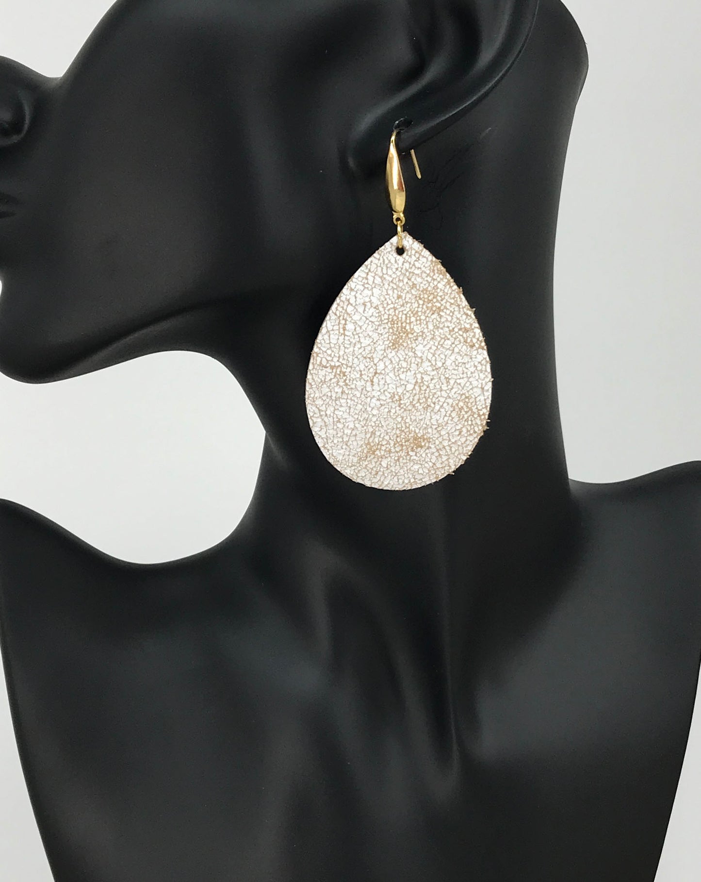 Distressed White Leather Earrings - E19-3479