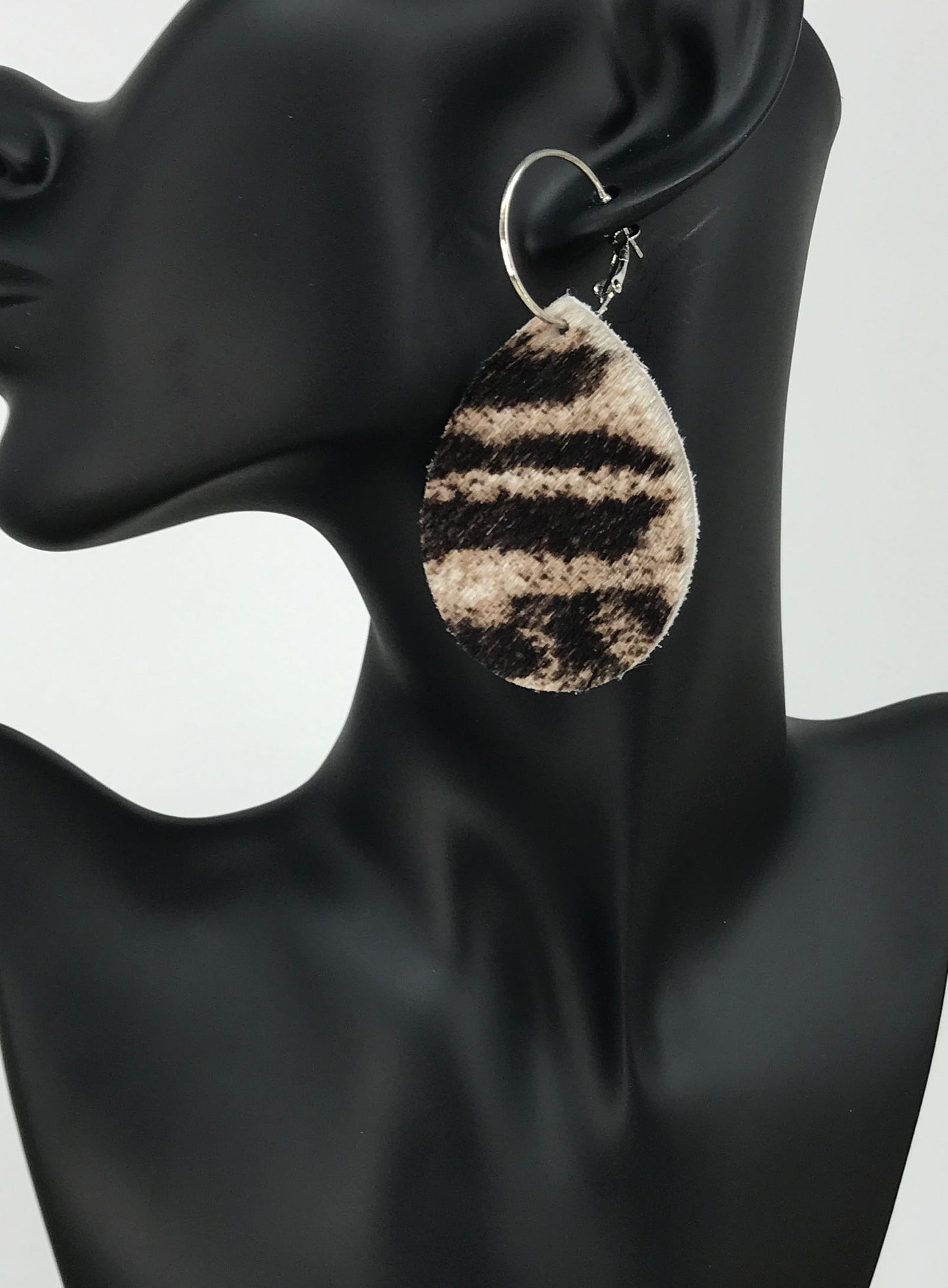 Hair On Leather Hoop Earrings - E19-3491