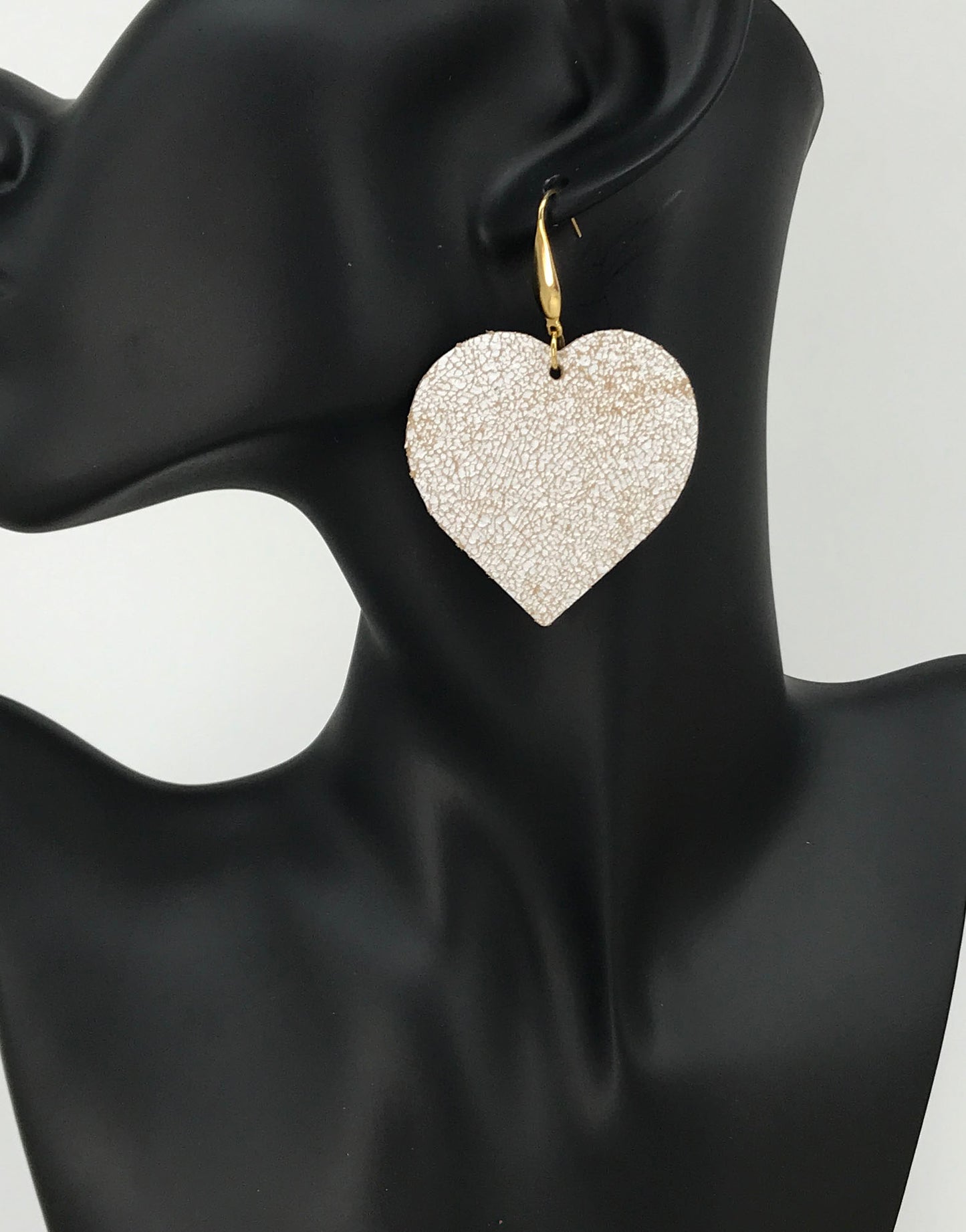 Distressed White Leather Earrings - E19-3498