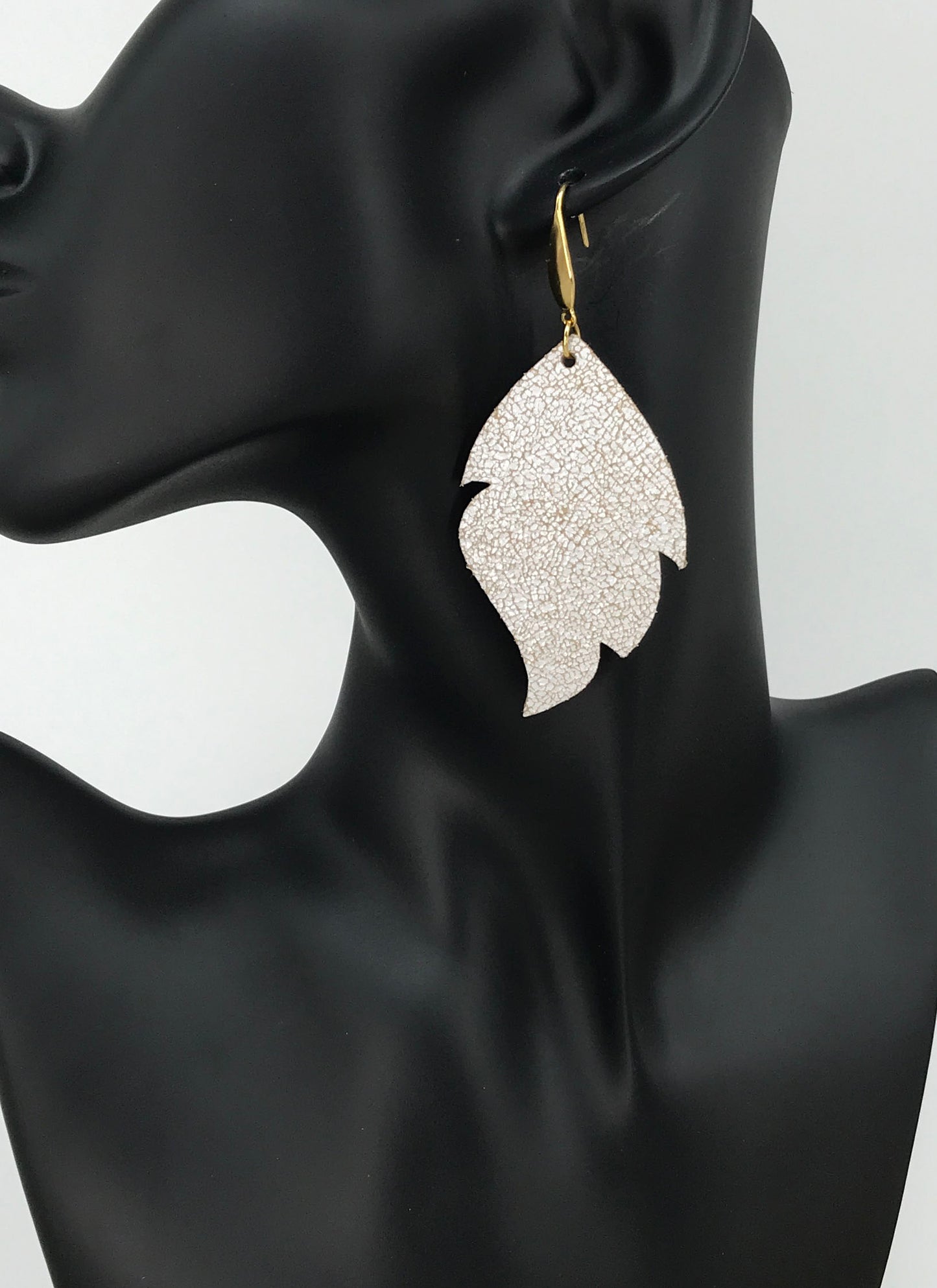 Distressed White Leather Earrings - E19-3523