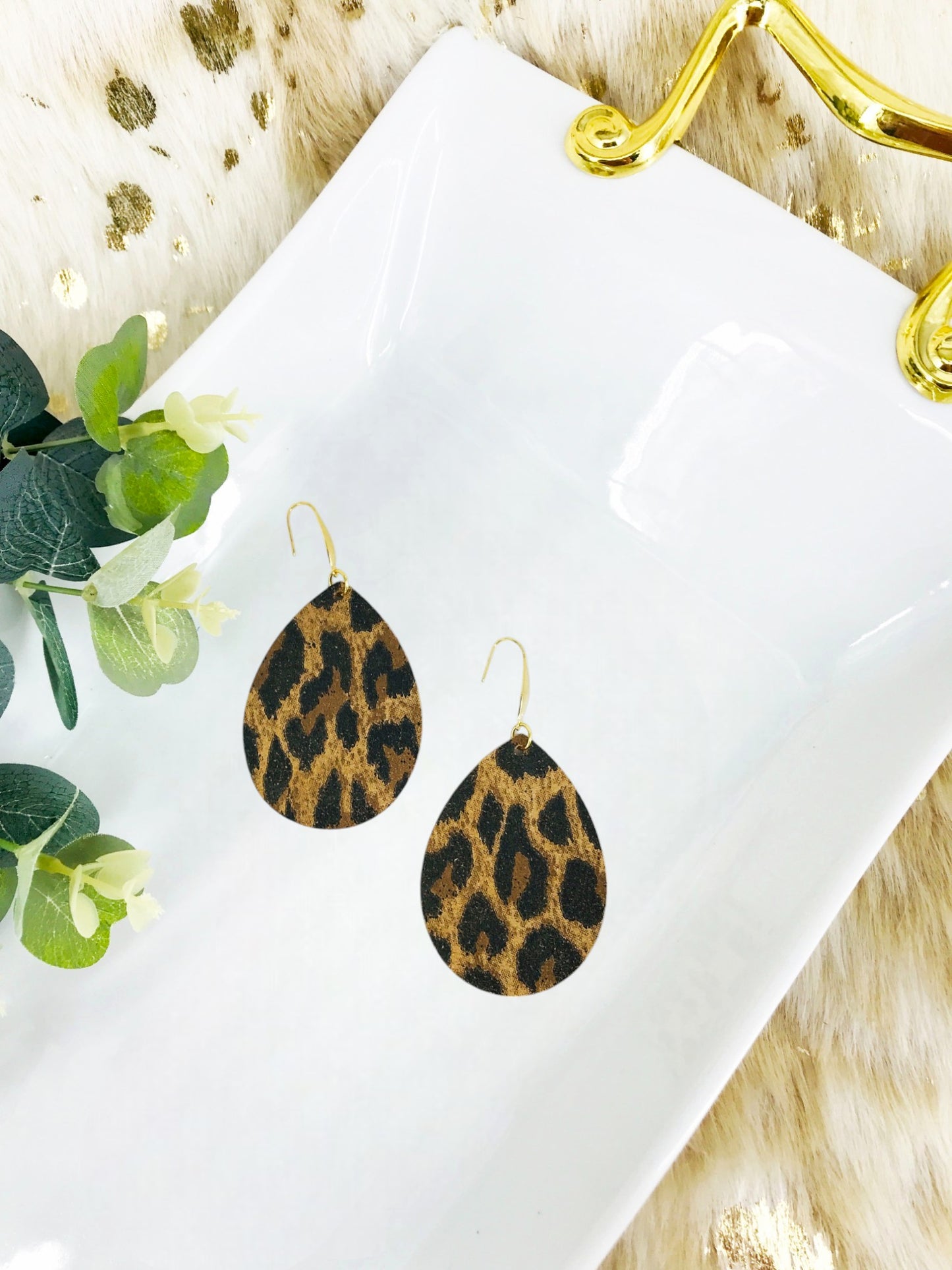 Mini Cheetah Suede Leather Earrings - E19-3527