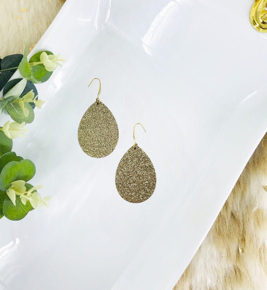 Gold Glitter Leather Earrings - E19-3530