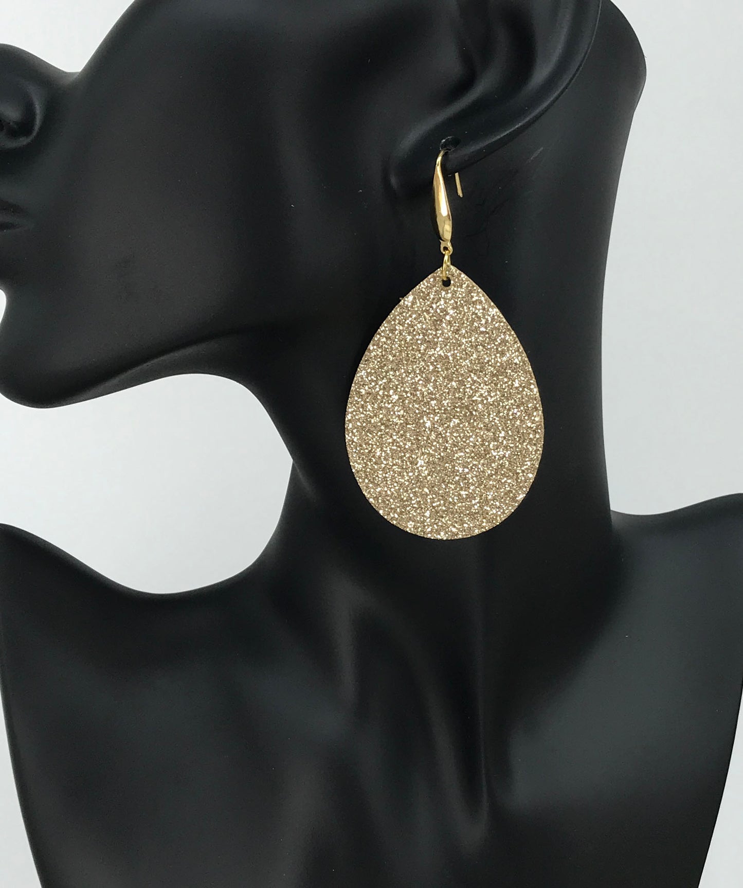 Gold Glitter Leather Earrings - E19-3530