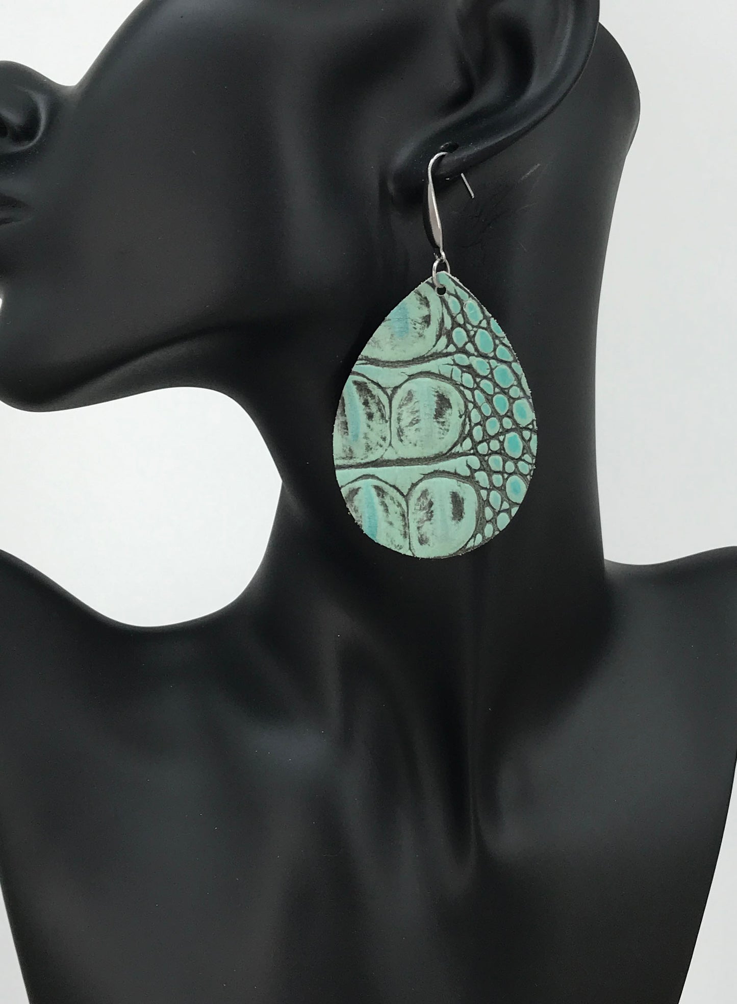 Antique Turquoise Alligator Teardrop Earrings