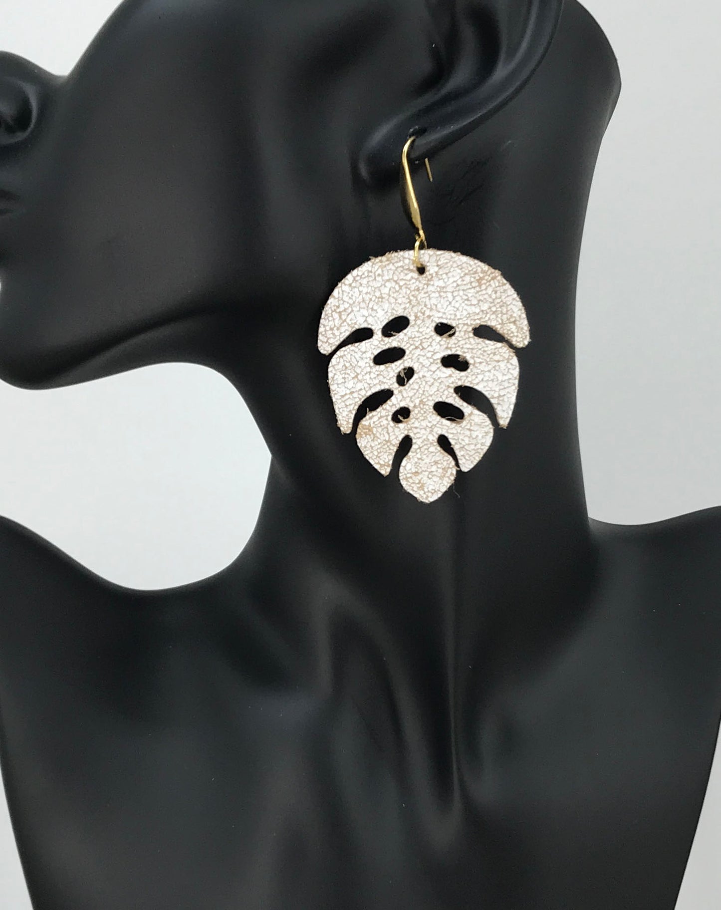 Distressed White Leather Earrings - E19-3540