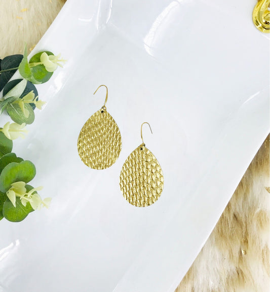 Gold Anaconda Leather Earrings - E19-3545