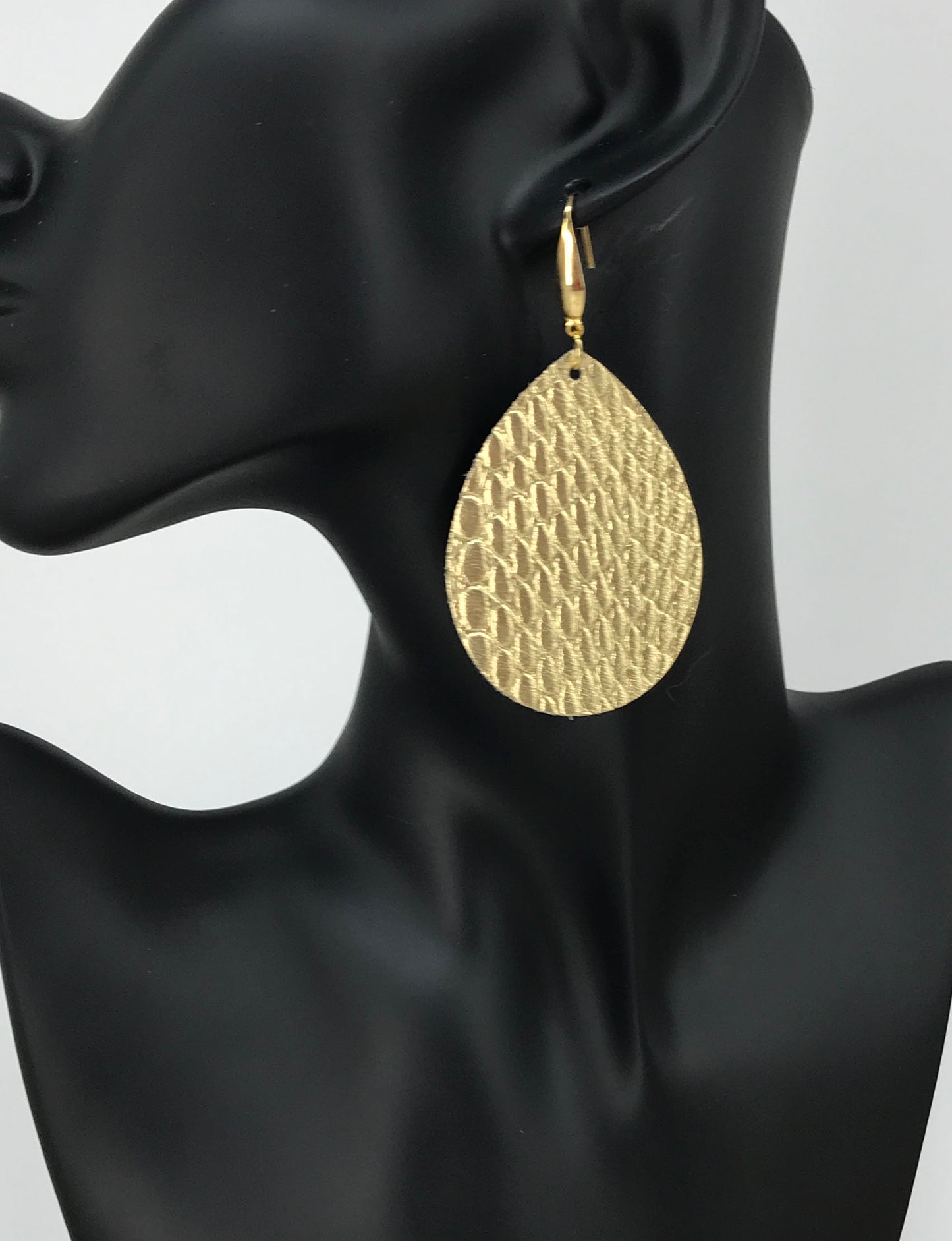 Gold Anaconda Leather Earrings - E19-3545