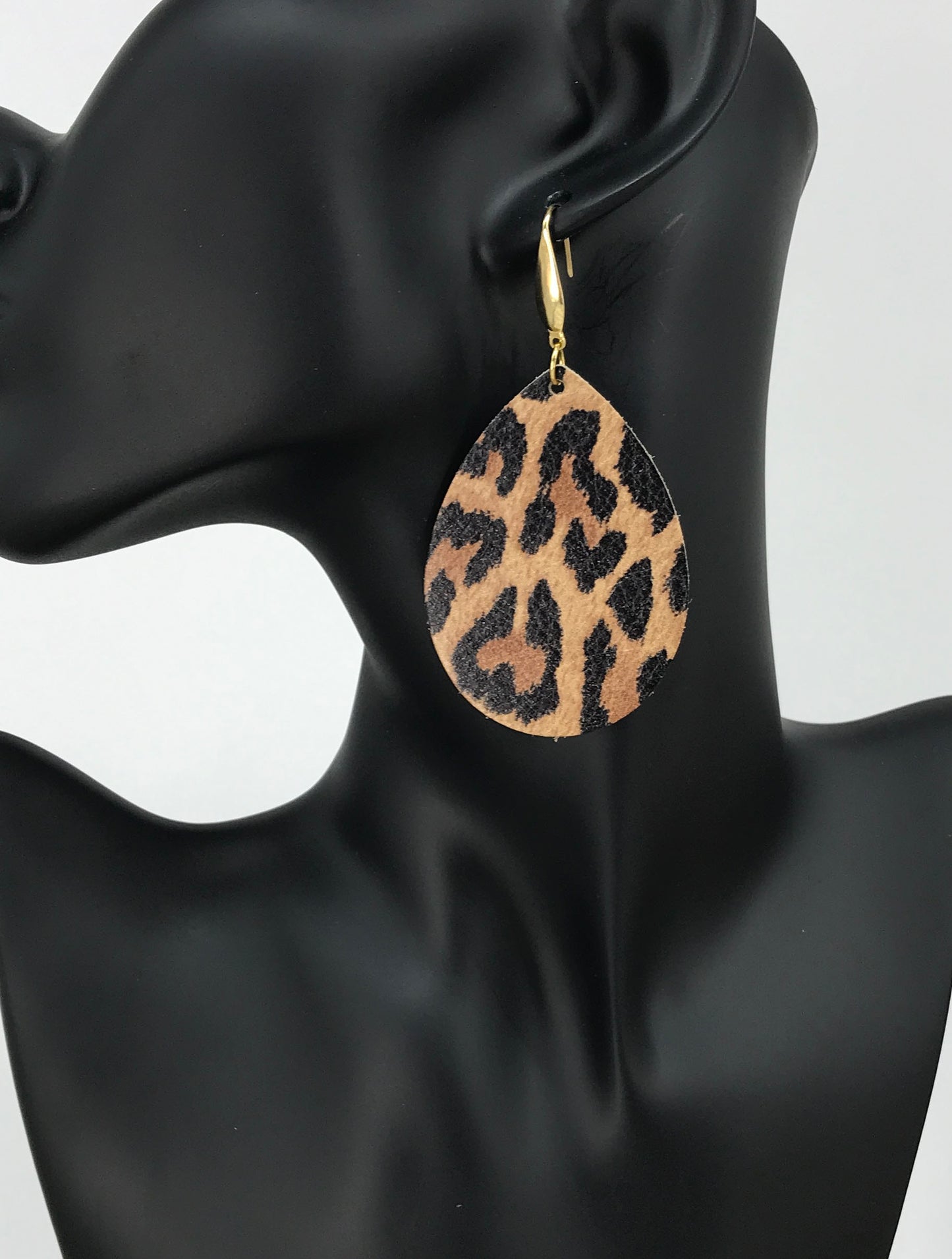 Mini Tan Cheetah Leather Earrings - E19-3547