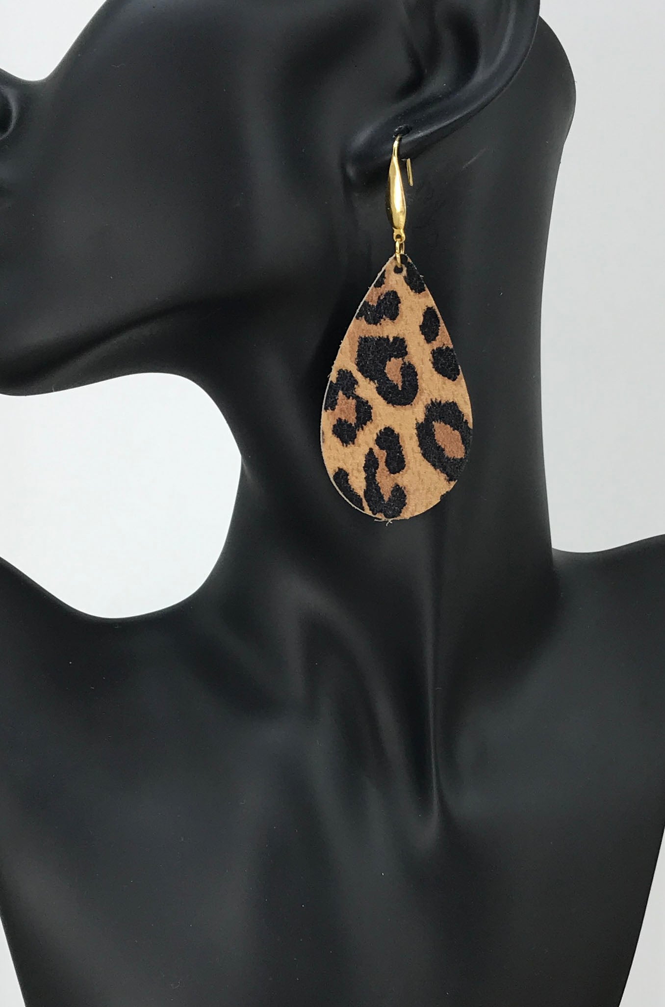 Mini Tan Cheetah Leather Earrings - E19-3552