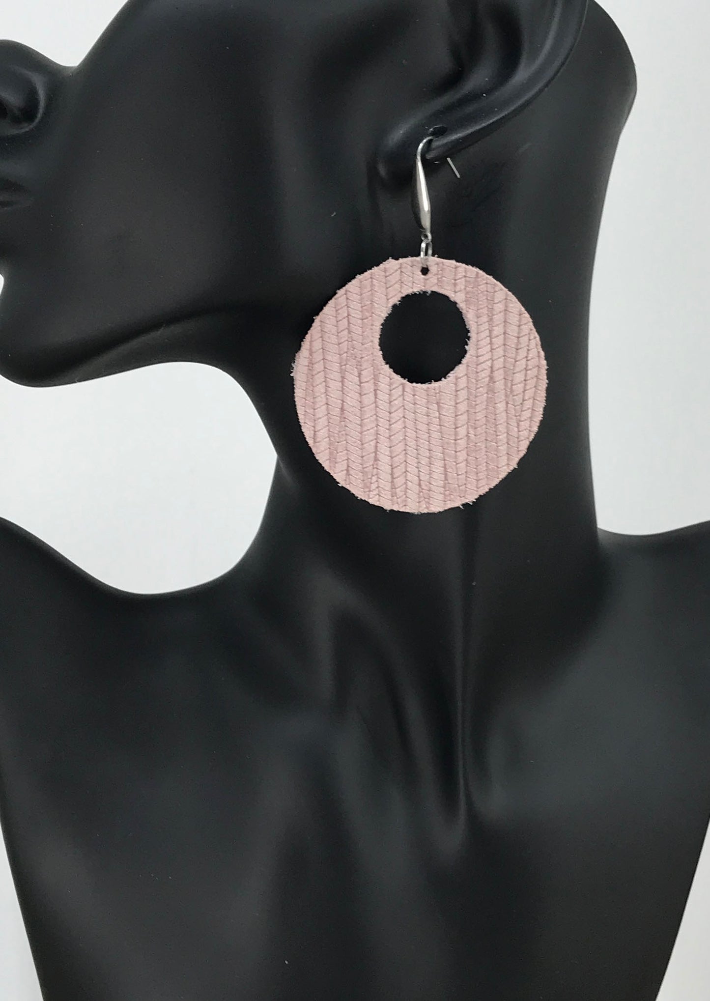 Light Pink Genuine Leather Earrings - E19-363