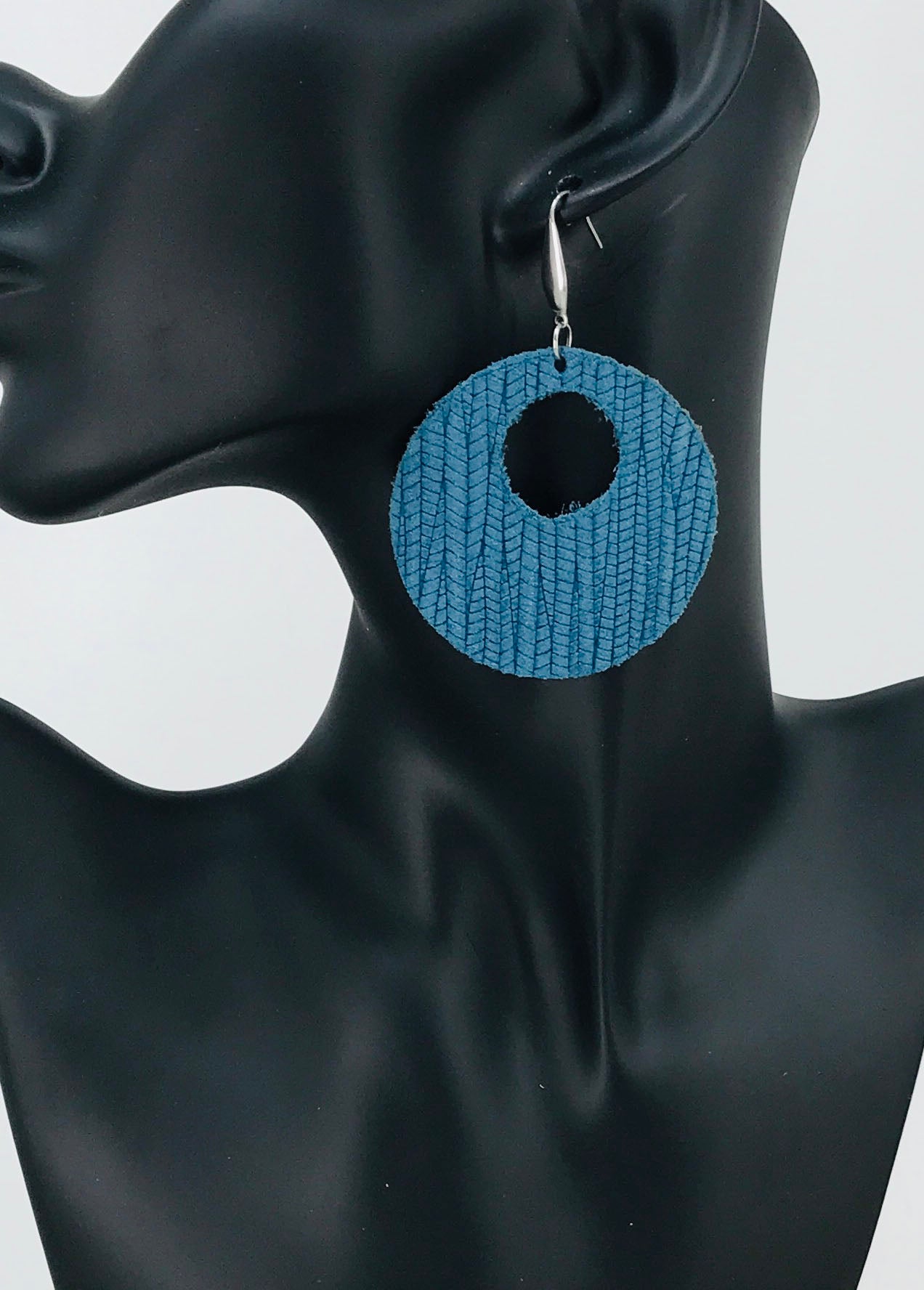 Teal Genuine Leather Earrings - E19-365