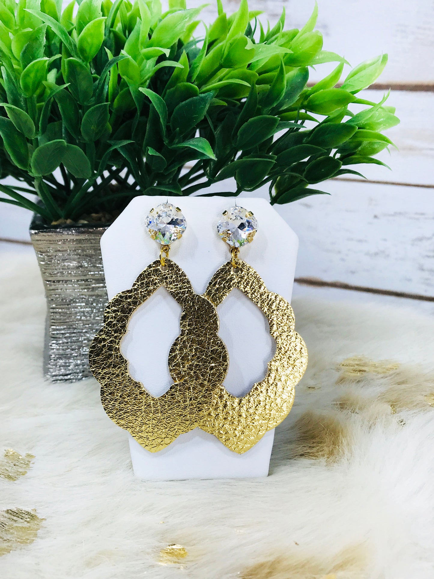 Genuine Crystal and Leather Earrings - E19-3675