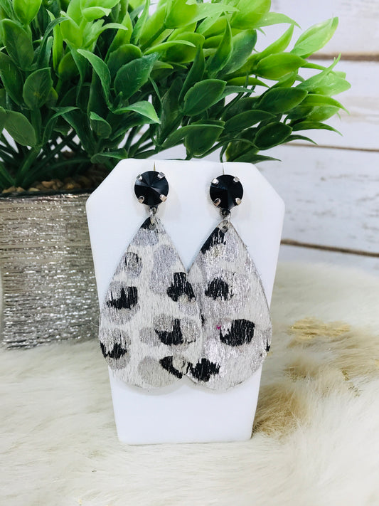 Crystal and Hair on Leather Earrings - E19-3687
