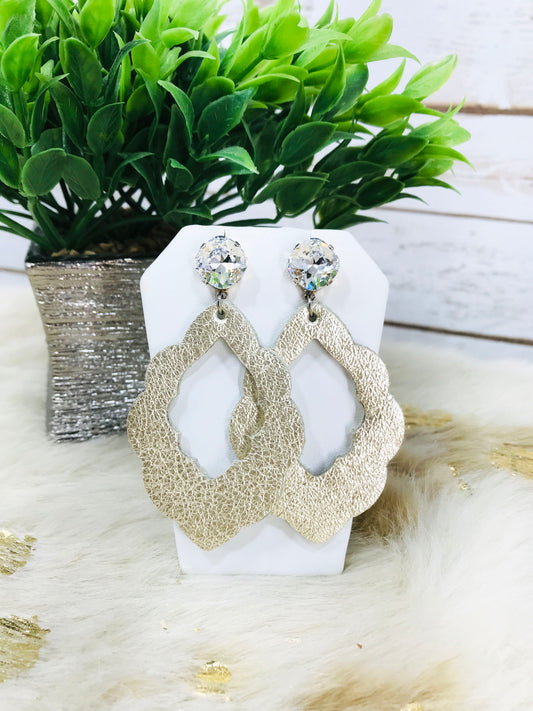 Crystal and Genuine Leather Earrings - E19-3769