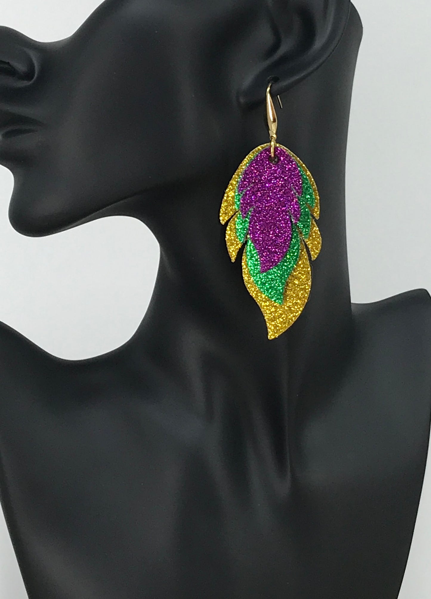 Mardi Gras Themed Fine Glitter Earrings - E19-3781