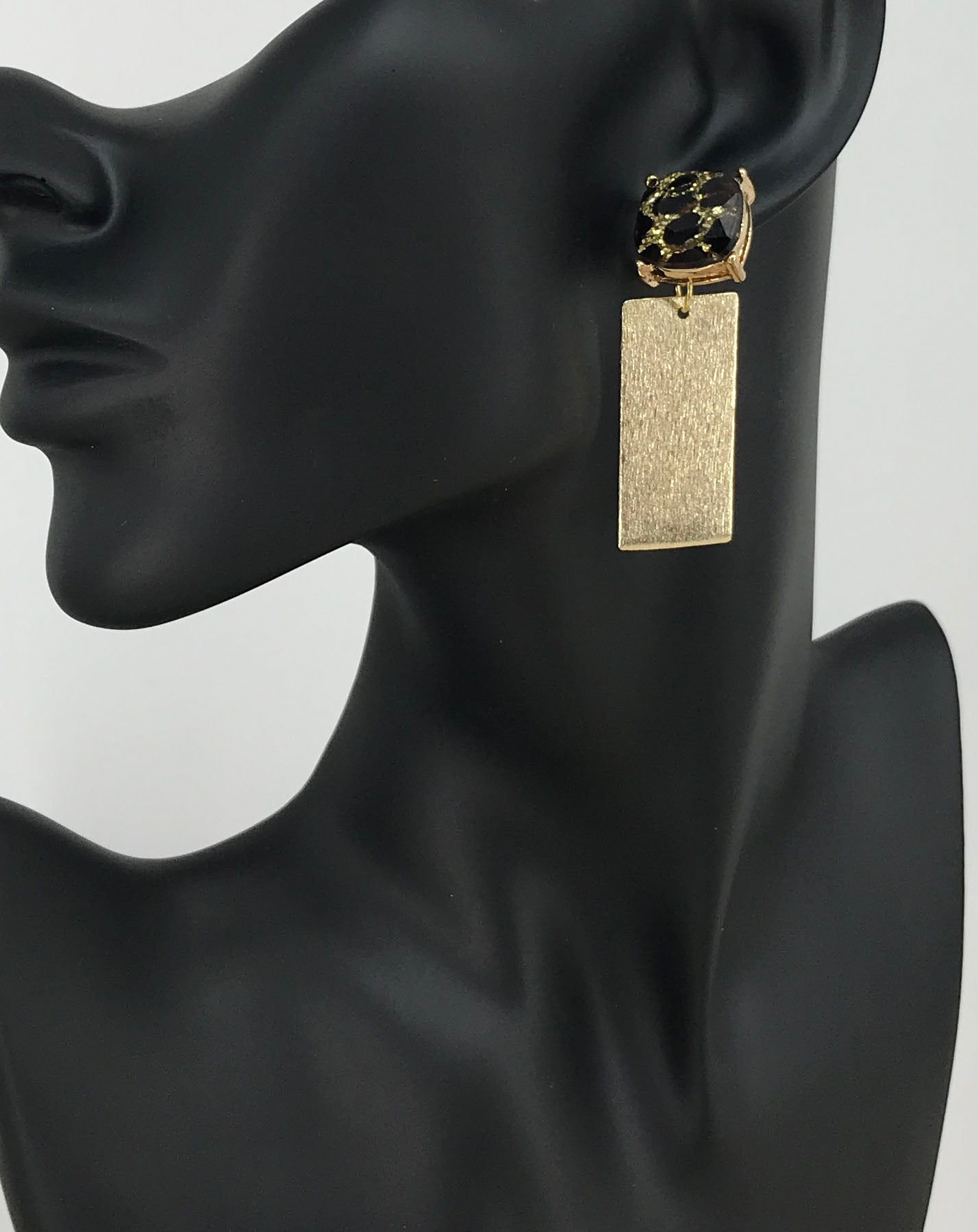 Leopard Glitter Statement Stud Earrings