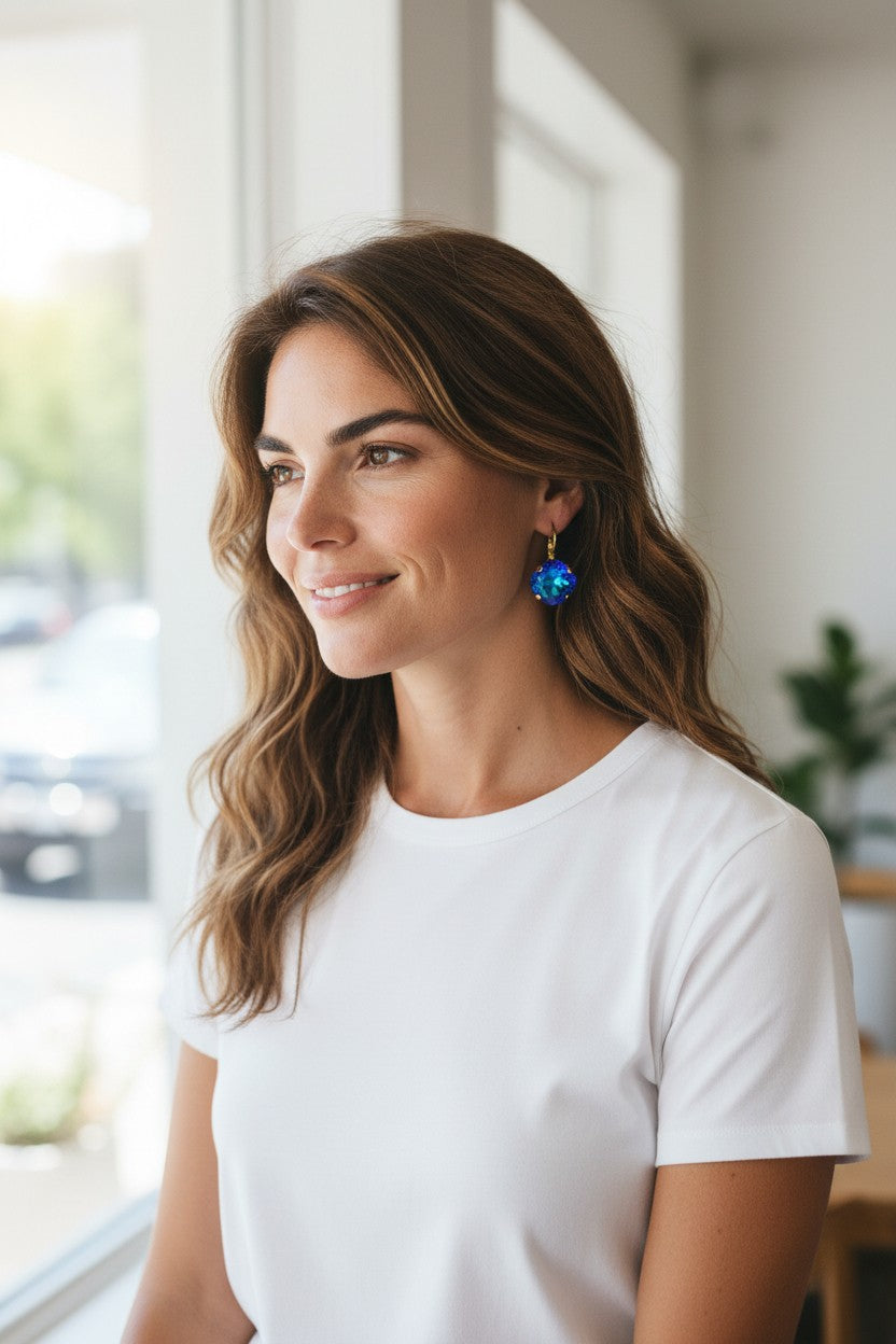 Cushion Cut Crystal Lever Back Earrings
