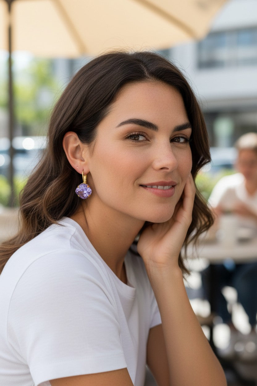 Cushion Cut Crystal Lever Back Earrings