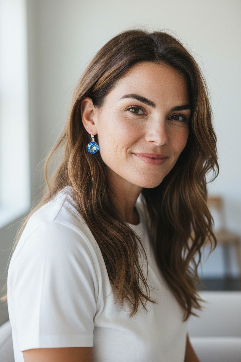 Cushion Cut Crystal Lever Back Earrings