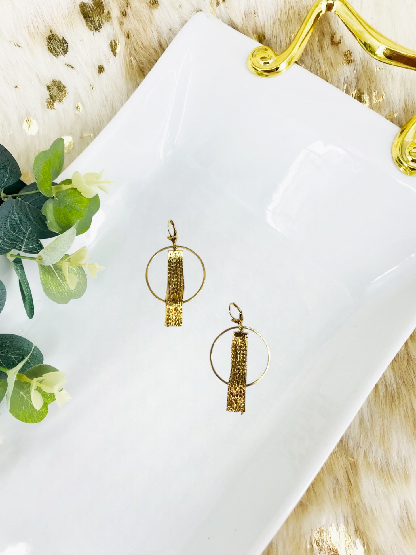 Hoop & Gold Tassel Pendant Earrings - E19-4307