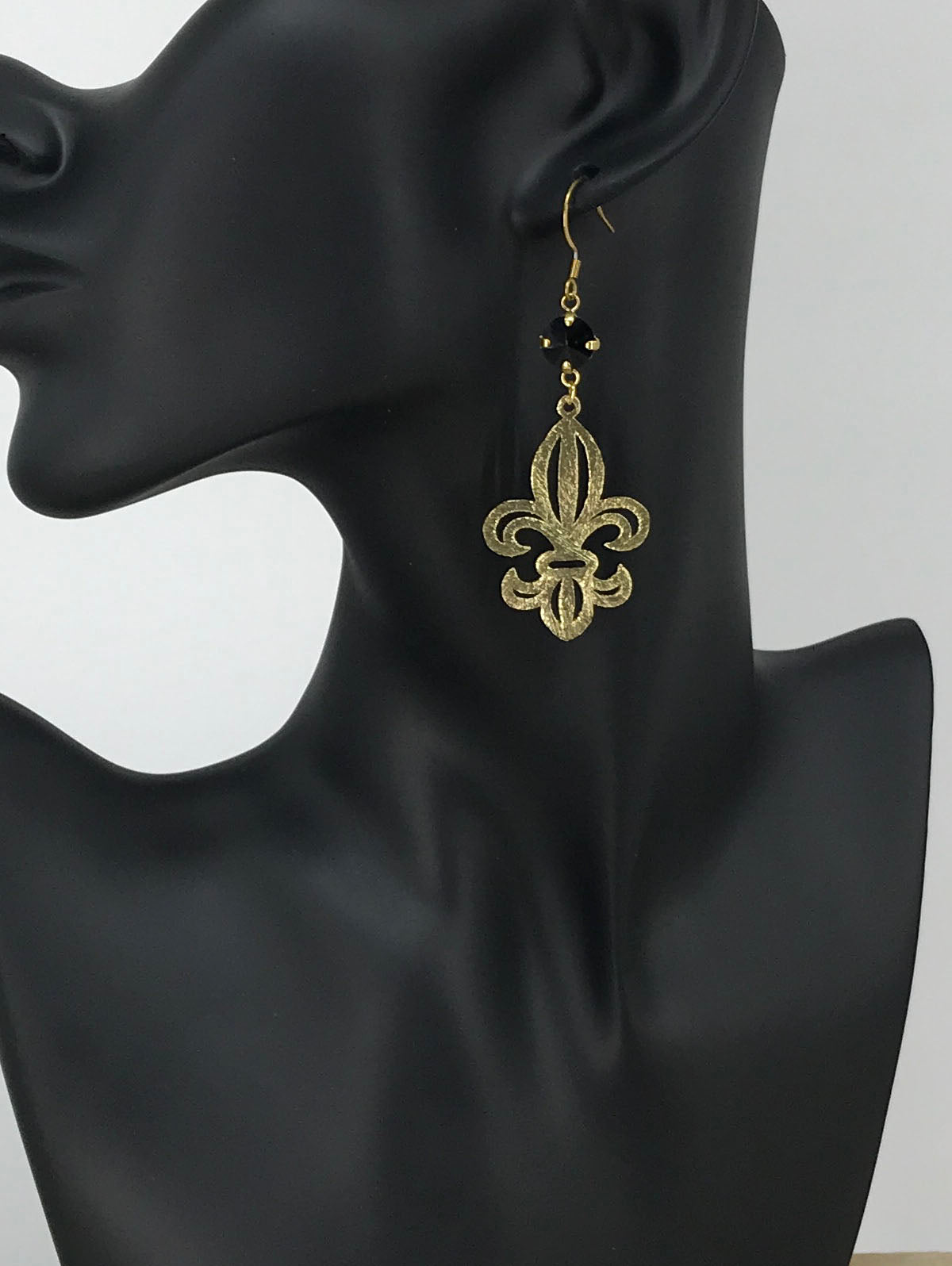 Crystal & Fleur De Lis Pendant Earrings - E19-4326