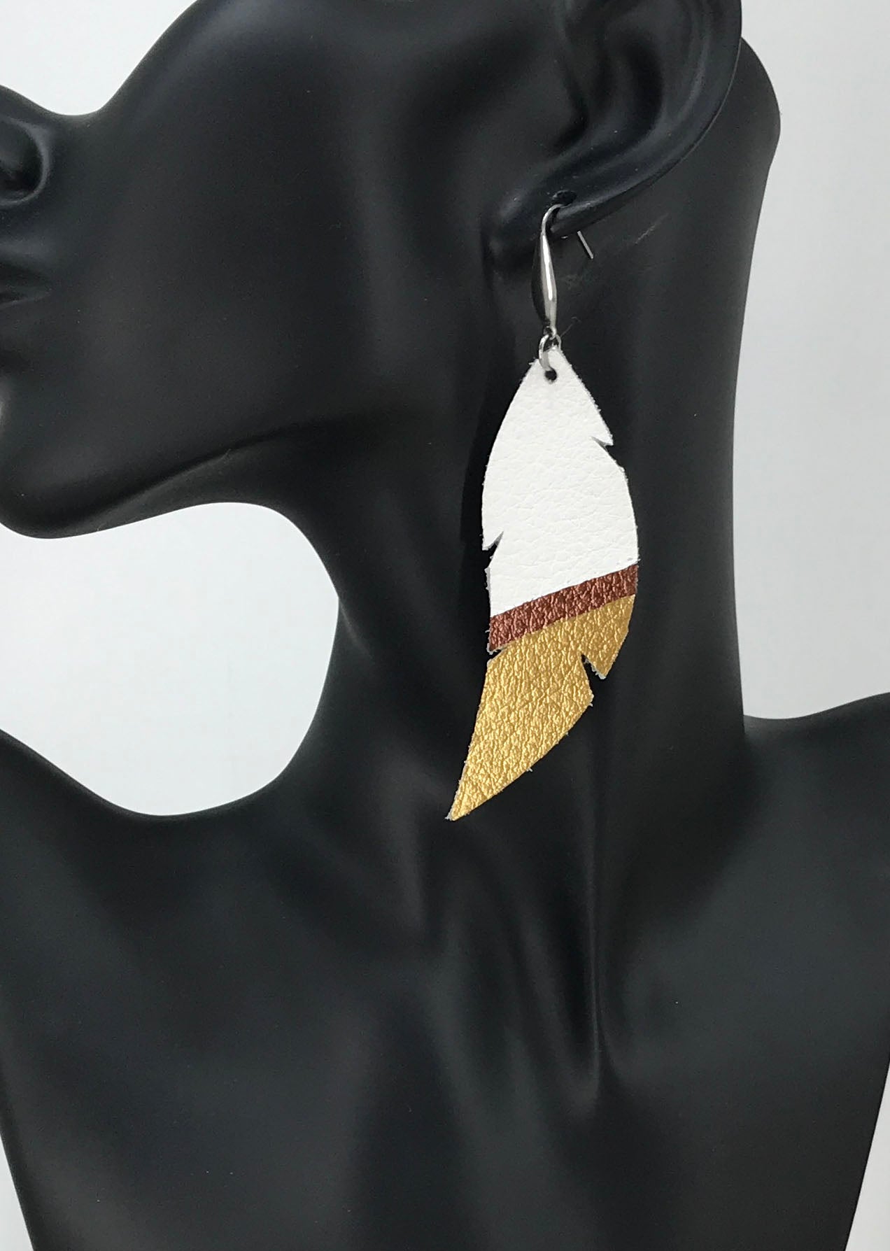 Painted White Leather Earrings - E19-437