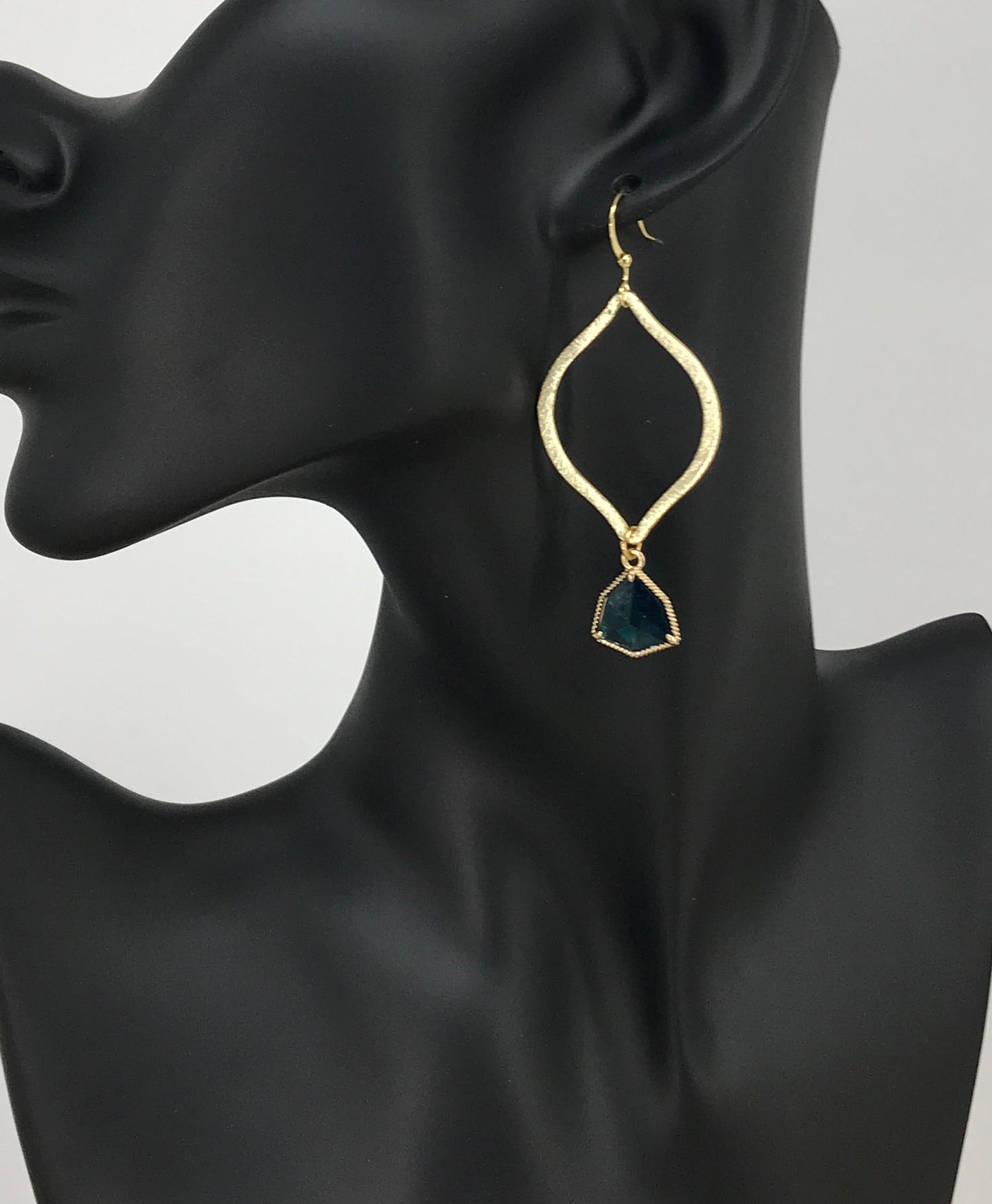 Rhinestone & Brushed Gold Pendant Earrings - E19-4434