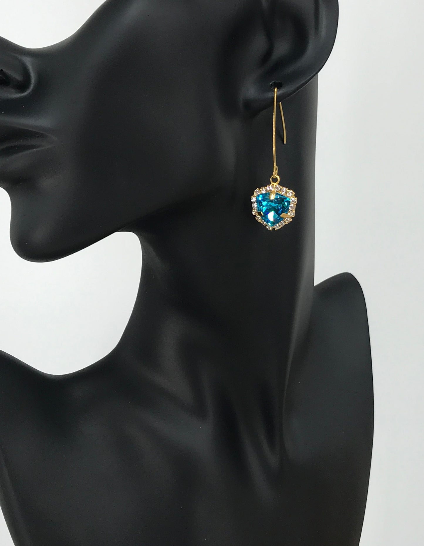 Blue Rhinestone Pendant Earrings - E19-4488