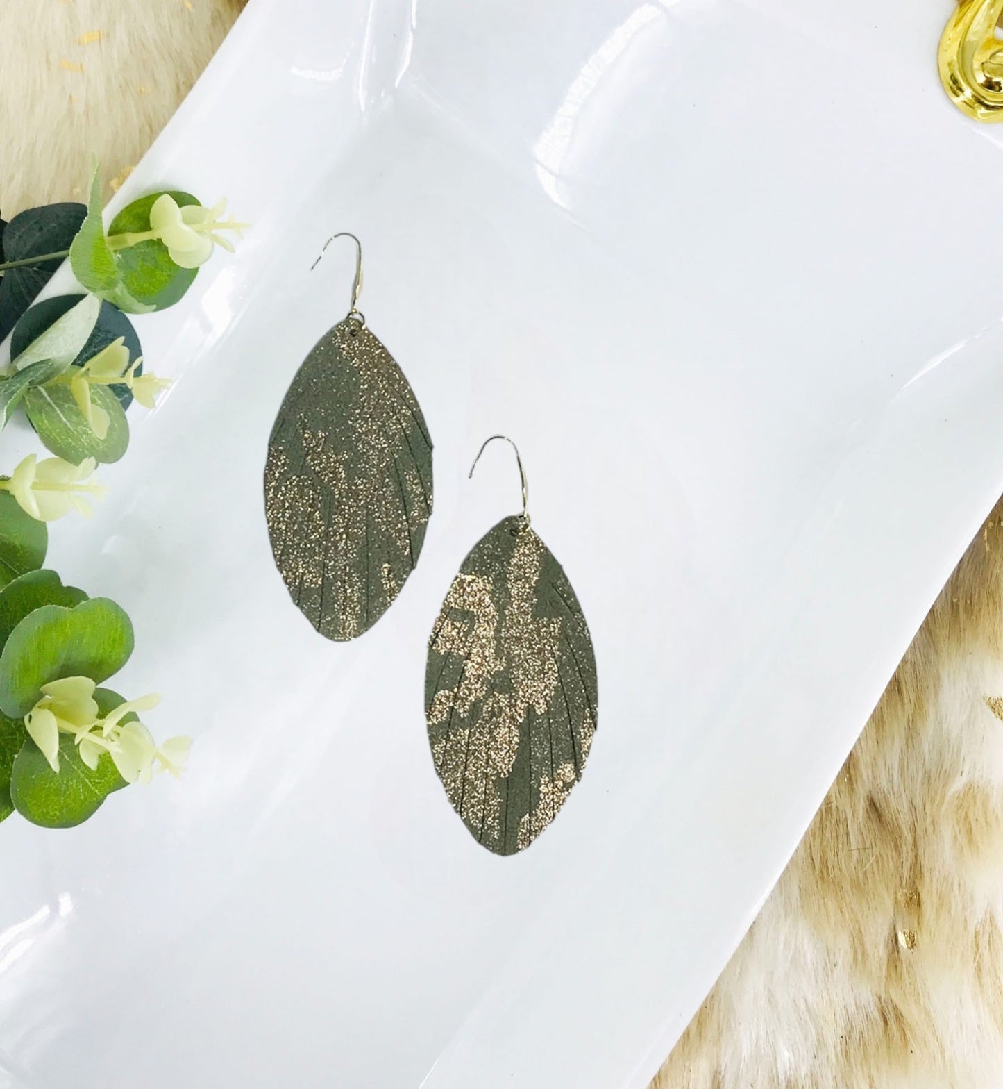 Fringe Camo Leather Earrings - E19-4524