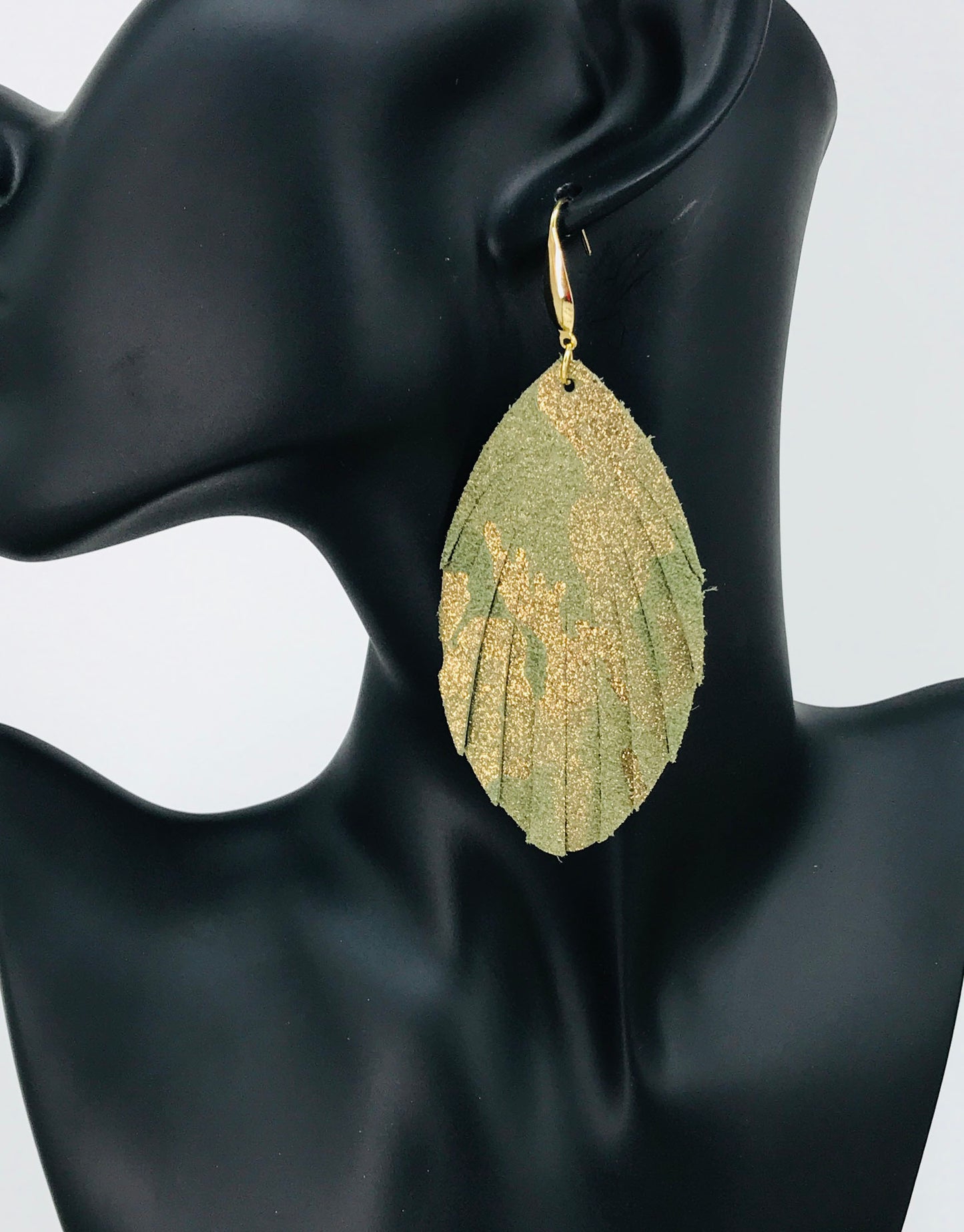 Fringe Camo Leather Earrings - E19-4524