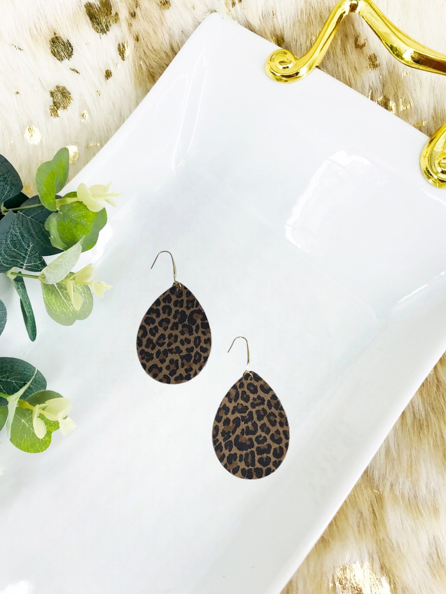 Cheetah Leather & Chunky Glitter Earrings - E19-4525