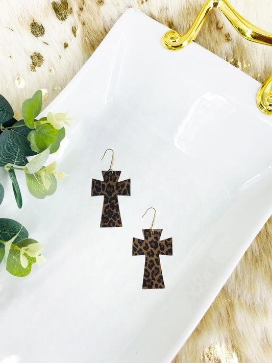 Cross Cheetah Leather & Chunky Glitter Earrings - E19-4526