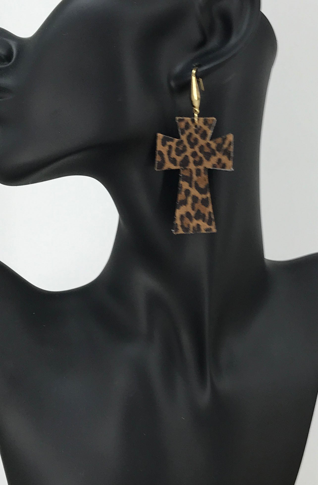 Cross Cheetah Leather & Chunky Glitter Earrings - E19-4526