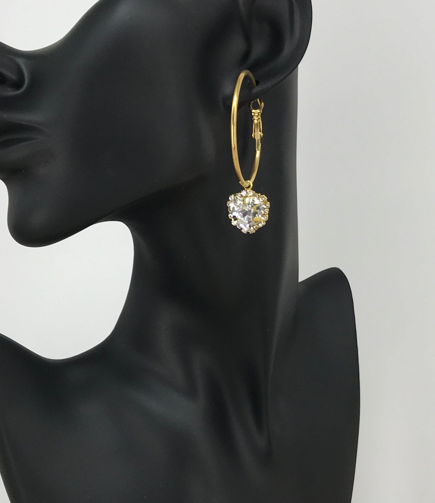 Hoop & Rhinestone Pendant Earrings - E19-4534